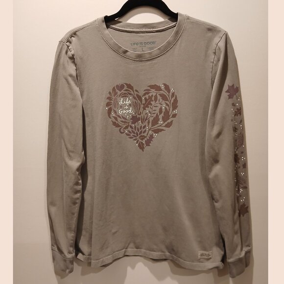 Life Is Good Women's Fall Leafy Heart Long Sleeve Crusher Shirt - LARGE - Picture 4 of 7